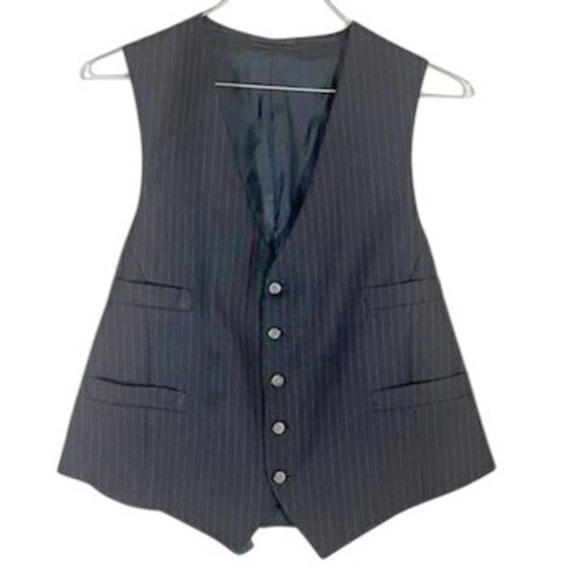 Vintage Navy Pinstripe Vest Navy Business Formal Career Waistcoat Classic‎ 46L - Picture 1 of 5